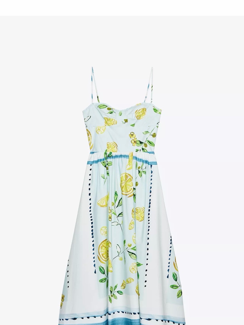 Zara lemon print poplin dress